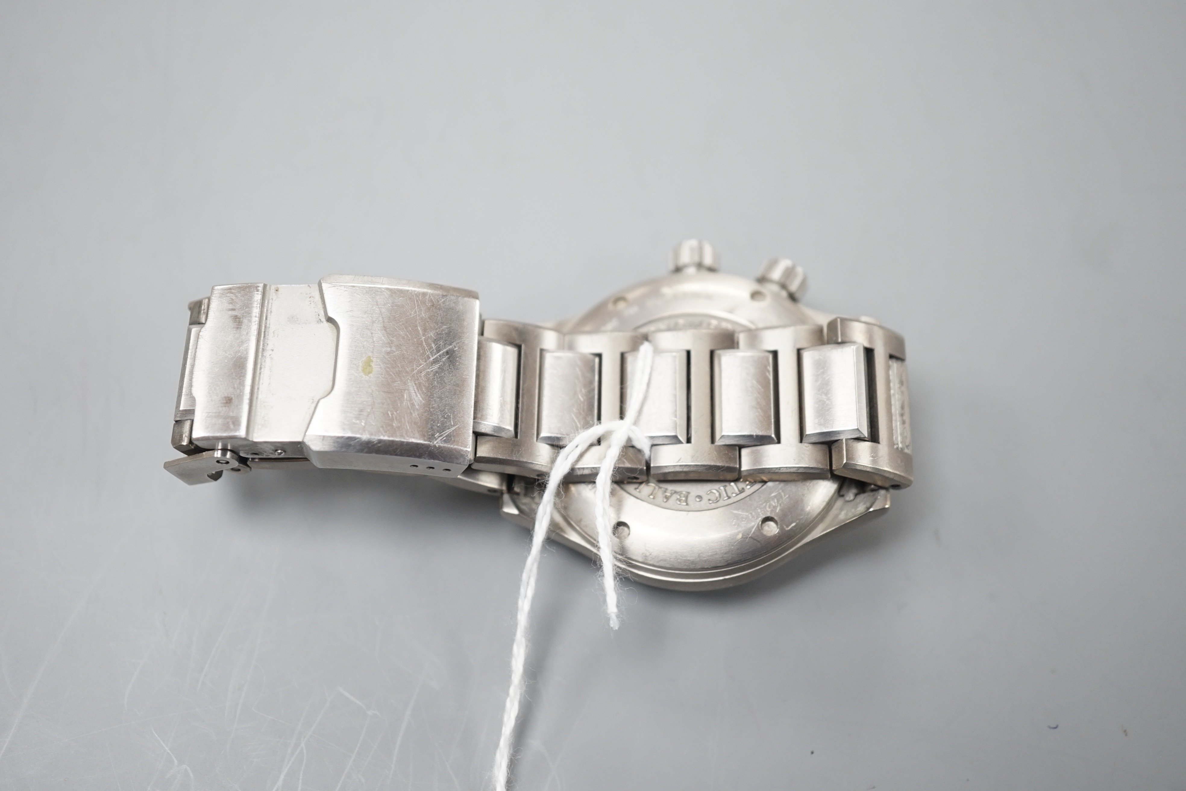 A gentleman's modern stainless steel Swiss Ball Watch Co Chronometer automatic wrist watch, with baton numerals and day/date apertures, ETA movement c.2836-2, case diameter 42mm, no box or papers.